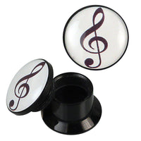 Load image into Gallery viewer, Schraub Plug Acryl Notenschlüssel schwarz weiß Piercing Ohrschmuck - chicnit.com
