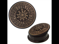 Load image into Gallery viewer, Schraub Plug Sonnenuhr Acryl Brass Inlay antik golden Tunnel Expander Piercing - chicnit.com
