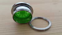 Load image into Gallery viewer, Schraubplug Chirurgenstahl Tunnel Edelstahl silber Spinnennetz Neon Grün Acryl Plug - chicnit.com
