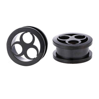 Cargar imagen en el visor de la galería, Schraubplug Metalltunnel Tunnel Chirurgenstahl dünn Edelstahl Plug schwarz drei Kreise - chicnit.com
