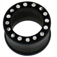 Load image into Gallery viewer, schwarz Holztunnel Kristalle weiß handgeschnitzt Eisenholz Tribal Tunnel Plug Expander Ohrstecker - chicnit.com

