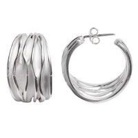 Load image into Gallery viewer, Silberohrstecker Creolen Rillen weiß 925er Sterling Silber Ohrstecker Damen Schmuck Ohrringe - chicnit.com
