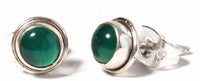 Load image into Gallery viewer, Silberohrstecker rund Rand gewölbt Grün Jade Ohrstecker 925er Sterling Silber Damen Schmuck - chicnit.com
