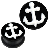 Load image into Gallery viewer, Silikon Plug weich schwarz weiß Anker hoch Piercing Ohrschmuck - chicnit.com
