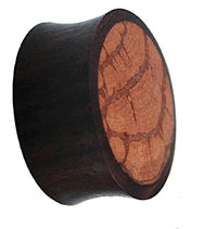 Load image into Gallery viewer, Tribal Holz Plug gefüllt Mangoholz Maserung braun dunkel - chicnit.com
