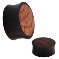 Load image into Gallery viewer, Tribal Holz Plug gefüllt Mangoholz Maserung braun dunkel - chicnit.com
