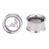 Load image into Gallery viewer, Tunnel Plug Schraubplug Chirurgenstahl Edelstahl dünn silber Pin Up Girl - chicnit.com
