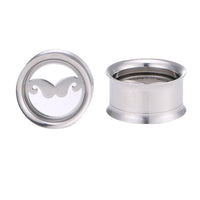 Load image into Gallery viewer, Tunnel Plug Schraubplug Chirurgenstahl Edelstahl dünn silbern Schnurbart moustache - chicnit.com
