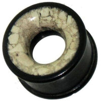 Load image into Gallery viewer, Tunnel schwarz Marmorinlay weiß Holztunnel handgeschnitzt Eisenholz Tribal Plug Expander - chicnit.com
