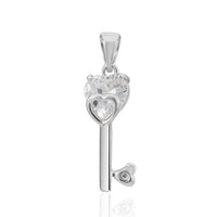 Load image into Gallery viewer, Zirkonia Anhänger facettiert doppelt 925er Sterling Silber Fassung Herz Schlüssel - chicnit.com
