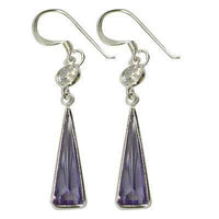 Load image into Gallery viewer, Zirkonia Stein Dreieck facettiert Glitzer Ohrringe 925 Sterling Silber lang - chicnit.com
