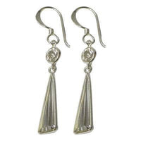 Load image into Gallery viewer, Zirkonia Stein Dreieck facettiert Glitzer Ohrringe 925 Sterling Silber lang - chicnit.com
