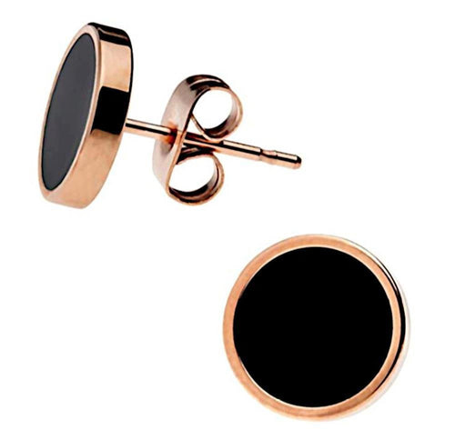 Chirurgischer Edelstahl Ohrstecker rund schwarz 10mm - chic - net.de