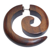 Load image into Gallery viewer, Fake Spirale Lobe Piercing Edelstahl Ohrstecker Dehnschnecke Holz Ohrring Dehner
