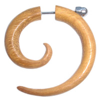 Load image into Gallery viewer, Fake Spirale Lobe Piercing Edelstahl Ohrstecker Dehnschnecke Holz Ohrring Dehner

