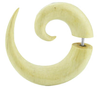 Load image into Gallery viewer, Fake Spirale Lobe Piercing Edelstahl Ohrstecker Dehnschnecke Holz Ohrring Dehner
