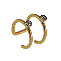 Load image into Gallery viewer, Ear cuffs, Fake Helix Ohrklemme, Edelstahl golden, zweilagig mit Glitzersteinen - chic - net.de
