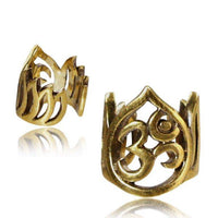 Cargar imagen en el visor de la galería, Ear cuffs OM - Zeichen Flammen - Muster Messing golden - chic - net.de
