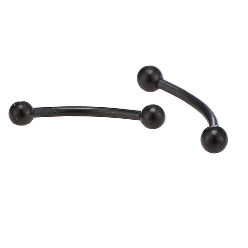 Edelstahl Banane Piercing mit Kugeln schwarz Curved Barbell - chic - net.de