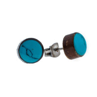 Load image into Gallery viewer, Ohrstecker Unisex 8 mm Kokosnuss Holz Edelstahl Muschel Stein Inlay rund Stern
