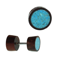 Load image into Gallery viewer, Fake Holz Plug Piercing crushed Türkis Inlay Sonoholz Edelstahl unisex - chic - net.de
