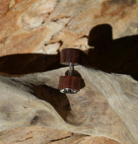 Load image into Gallery viewer, Fake Holz Plug Piercing Narraholz Kreuz Edelstahl - chic - net.de

