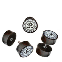 Load image into Gallery viewer, Fake Holz Plug Tamarinde Bone Inlay OM - Zeichen Edelstahl Organic Tribal - chic - net.de
