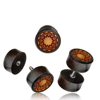 Load image into Gallery viewer, Fake Holz Plug Tamarinde Jackfrucht Stern Inlay geschnitzt Edelstahl Organic Tribal - chic - net.de
