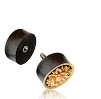 Load image into Gallery viewer, Fake Holz Plug Tamarinde Kokosschale Blume geschnitzt hell Edelstahl Organic Tribal - chic - net.de
