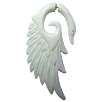 Load image into Gallery viewer, Fake Ohr Piercing Schwan Bone Knochen Edelstahl weiß Spirale Dehner Ohrstecker - chic - net.de
