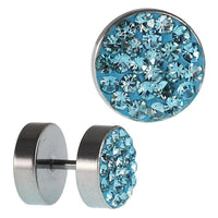 Load image into Gallery viewer, Fake Piercing Edelstahl blau schimmernde Mini Zirkonia Steine 10 mm - chic - net.de
