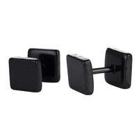 Load image into Gallery viewer, Fake Piercing Edelstahl Schraubverschluss Expander schwarz Quadratische Platten 5 mm - chic - net.de
