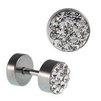 Load image into Gallery viewer, Fake Piercing Edelstahl weiß schimmernde Mini Zirkonia Steine 5 mm - chic - net.de
