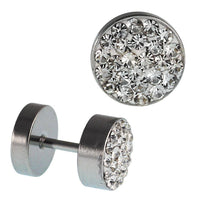 Load image into Gallery viewer, Fake Piercing Edelstahl weiß schimmernde Mini Zirkonia Steine 7 mm - chic - net.de
