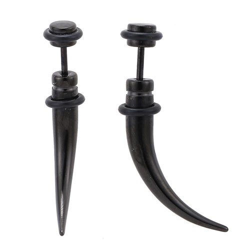 Fake Piercing Expander Edelstahl schwarz Ohrschmuck 6mm - chic - net.de