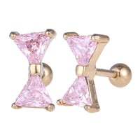 Load image into Gallery viewer, Fake Piercing Expander golden Schleife Zirkonia rosa Schaubverschluss Edelstahl - chic - net.de
