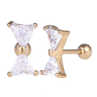 Load image into Gallery viewer, Fake Piercing Expander golden Schleife Zirkonia weiß Schaubverschluss Edelstahl - chic - net.de
