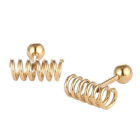 Load image into Gallery viewer, Fake Piercing Expander golden Spirale waagerecht Schaubverschluss Edelstahl - chic - net.de
