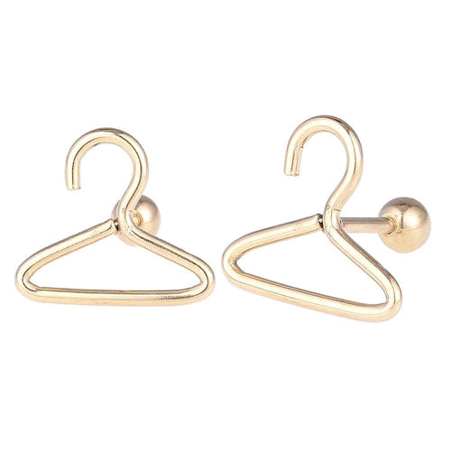 Fake Piercing Expander goldfarben Kleiderbügel Schaubverschluss Edelstahl - chic - net.de