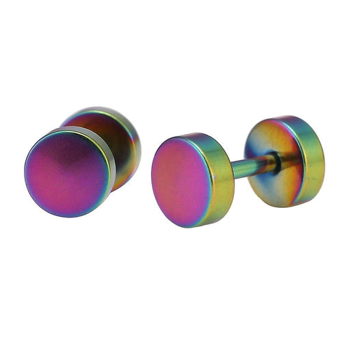 Fake Piercing Expander Regenbogenfarben Ø 10 Edelstahl Schraubverschluss - chic - net.de