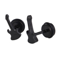 Load image into Gallery viewer, Fake Piercing Expander schwarz Gitarre Schaubverschluss Edelstahl - chic - net.de
