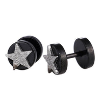 Load image into Gallery viewer, Fake Piercing Expander schwarz Glitzer Stern Schaubverschluss Edelstahl - chic - net.de
