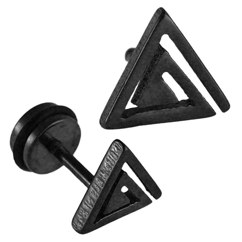 Fake Piercing Expander schwarz Linien im Dreieck Schaubverschluss Edelstahl - chic - net.de