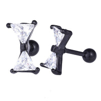 Load image into Gallery viewer, Fake Piercing Expander schwarz Schleife Zirkonia weiß Schaubverschluss Edelstahl - chic - net.de

