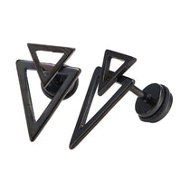 Load image into Gallery viewer, Fake Piercing Expander schwarz spitzes Dreieck groß und klein Schaubverschluss Edelstahl - chic - net.de
