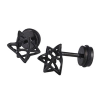 Load image into Gallery viewer, Fake Piercing Expander schwarz Stern aus dreiecken 3D Schaubverschluss Edelstahl - chic - net.de
