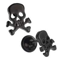 Load image into Gallery viewer, Fake Piercing Expander schwarz Totenkopf Gefahr Zeichen Schaubverschluss Edelstahl - chic - net.de
