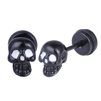 Load image into Gallery viewer, Fake Piercing Expander schwarz Totenkopf weiße Augen Schaubverschluss Edelstahl - chic - net.de
