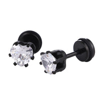 Load image into Gallery viewer, Fake Piercing Expander schwarz Zirkonia Stein weiß Herzform Schaubverschluss Edelstahl - chic - net.de
