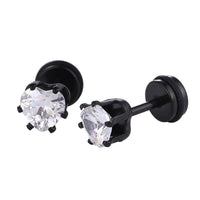 Load image into Gallery viewer, Fake Piercing Expander schwarz Zirkonia Stein weiß Herzform Schaubverschluss Edelstahl - chic - net.de
